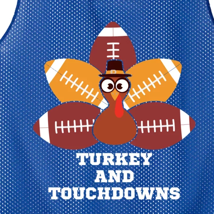 Turkey And Touchdowns Thanksgiving Dinner Game Day Cool Gift Mesh Reversible Basketball Jersey Tank