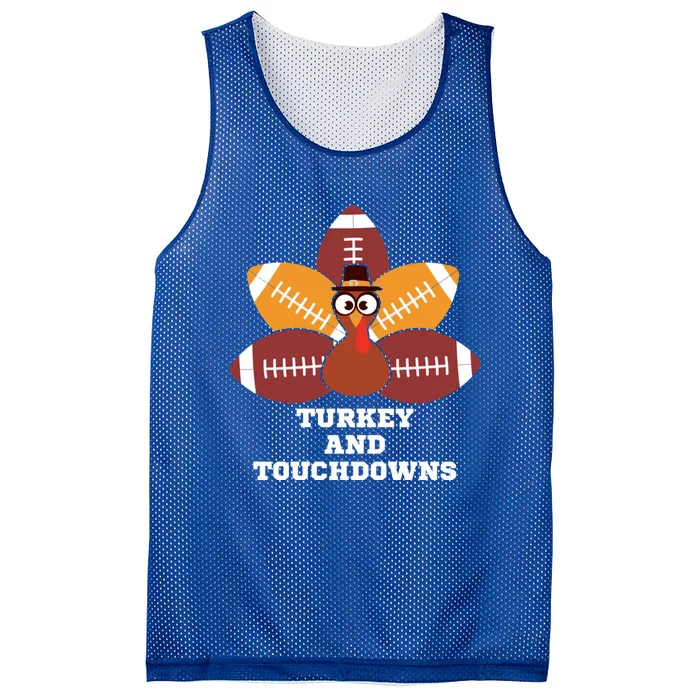 Turkey And Touchdowns Thanksgiving Dinner Game Day Cool Gift Mesh Reversible Basketball Jersey Tank