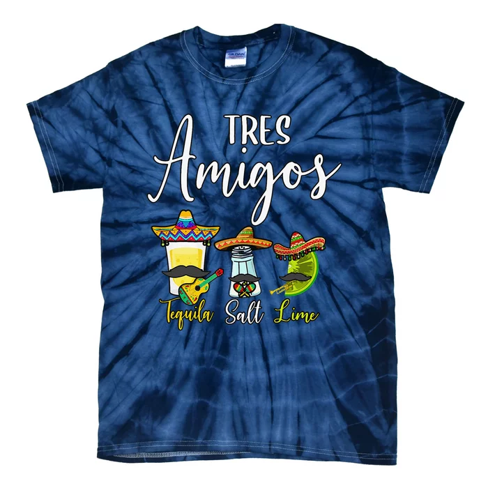 Tres Amigos Tequila Salt Lime Cinco De Mayo Tie-Dye T-Shirt