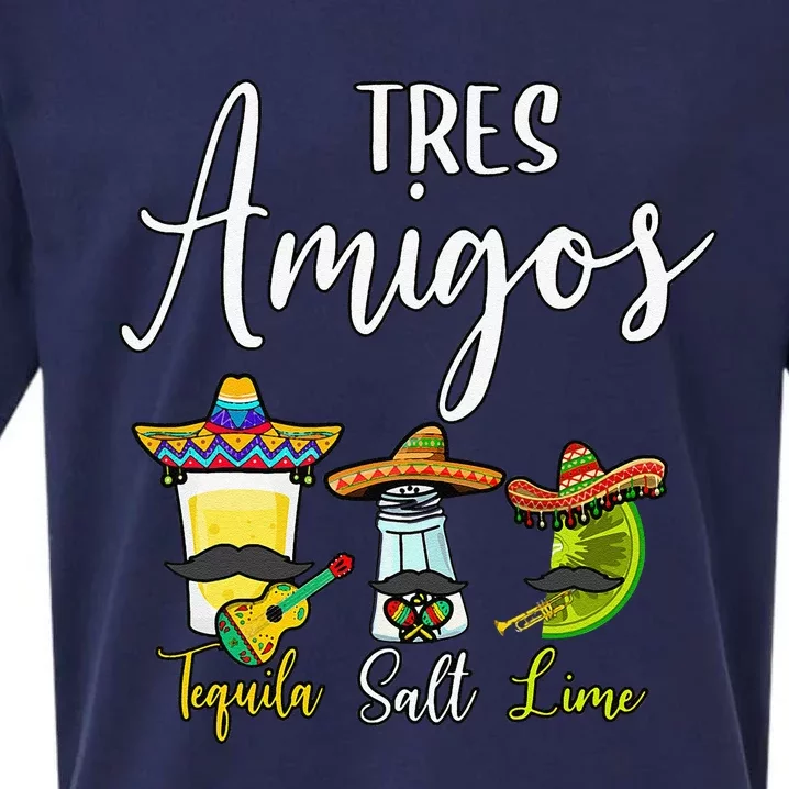 Tres Amigos Tequila Salt Lime Cinco De Mayo Sueded Cloud Jersey T-Shirt