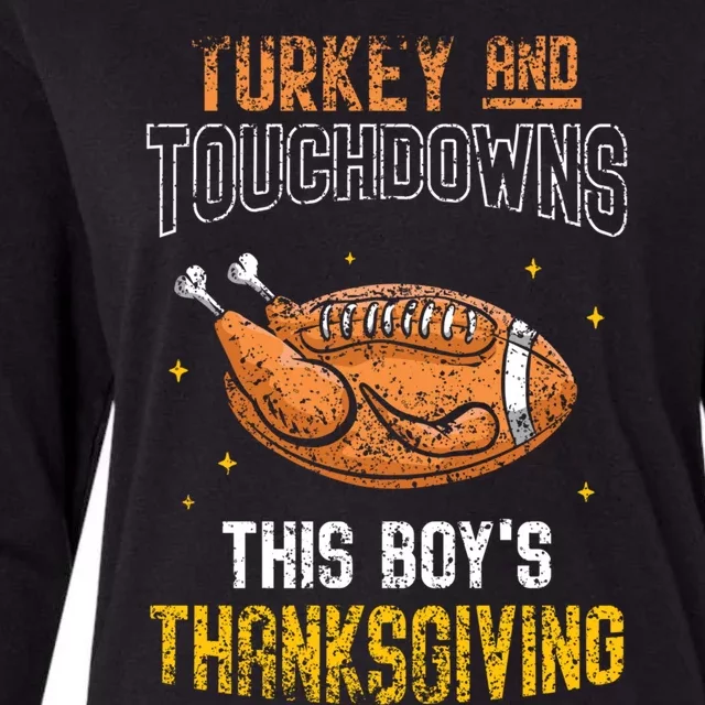 Turkey And Touchdowns: This S Thanksgiving Gratitude Gift Womens Cotton Relaxed Long Sleeve T-Shirt