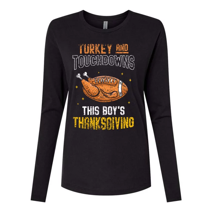 Turkey And Touchdowns: This S Thanksgiving Gratitude Gift Womens Cotton Relaxed Long Sleeve T-Shirt