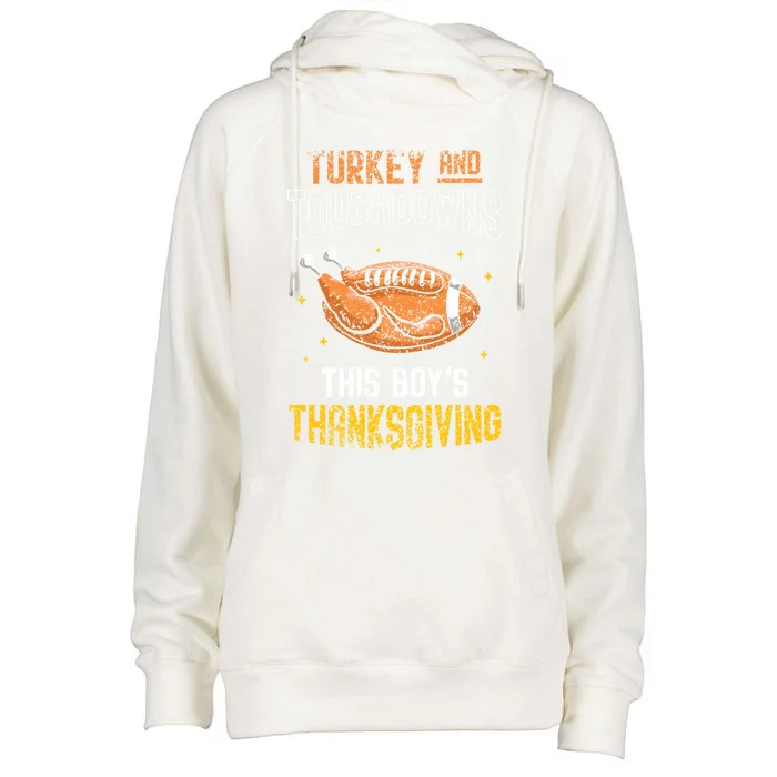 Turkey And Touchdowns: This S Thanksgiving Gratitude Gift Womens Funnel Neck Pullover Hood