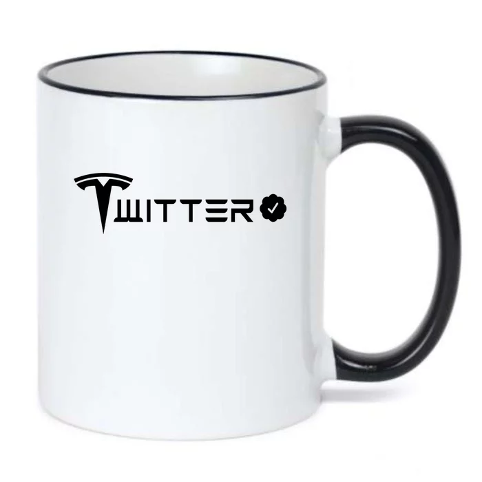 Twitter And Tesla Combined Logo Black Color Changing Mug