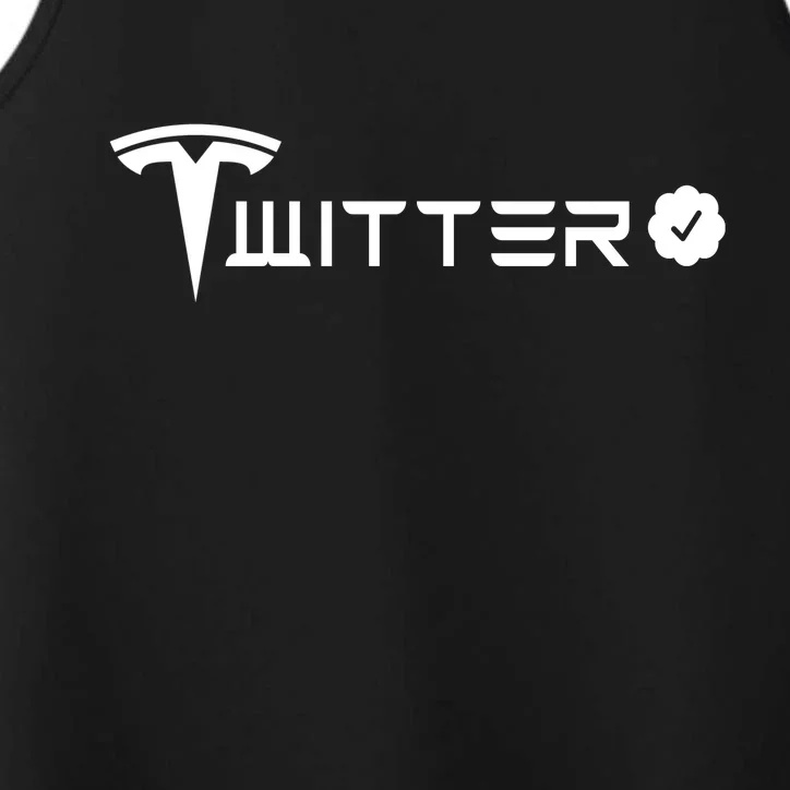 Twitter And Tesla Combined Logo Performance Tank