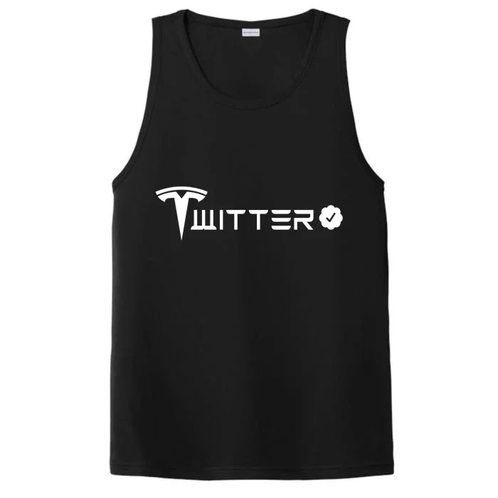 Twitter And Tesla Combined Logo Performance Tank