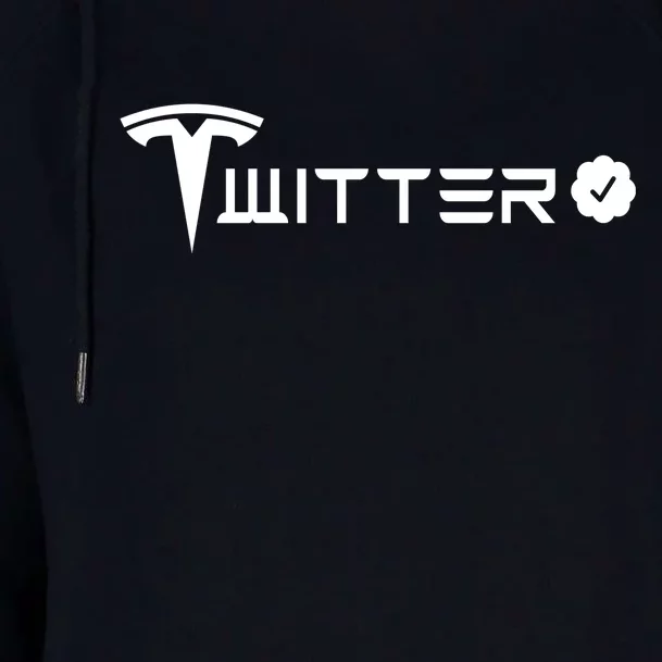 Twitter And Tesla Combined Logo Womens Funnel Neck Pullover Hood