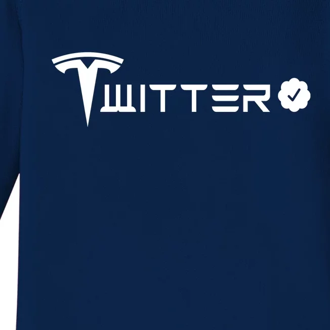 Twitter And Tesla Combined Logo Baby Long Sleeve Bodysuit