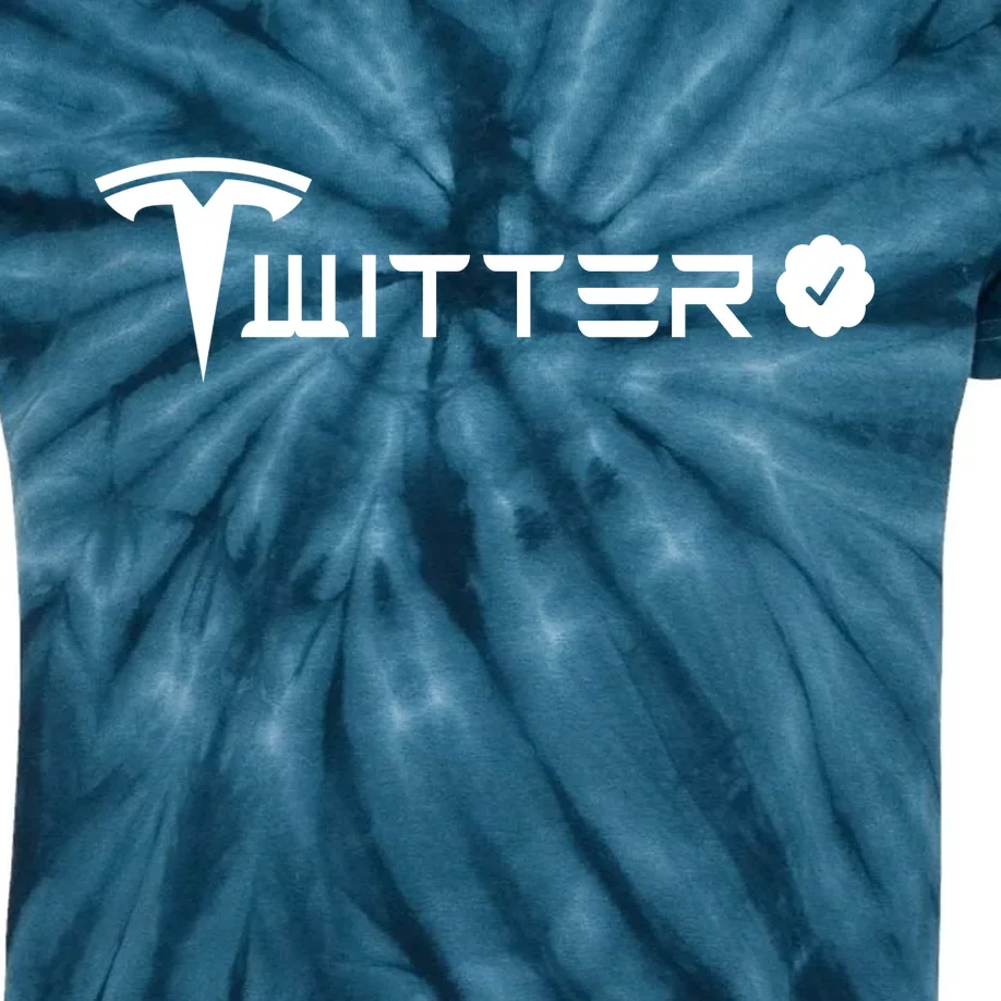 Twitter And Tesla Combined Logo Kids Tie-Dye T-Shirt