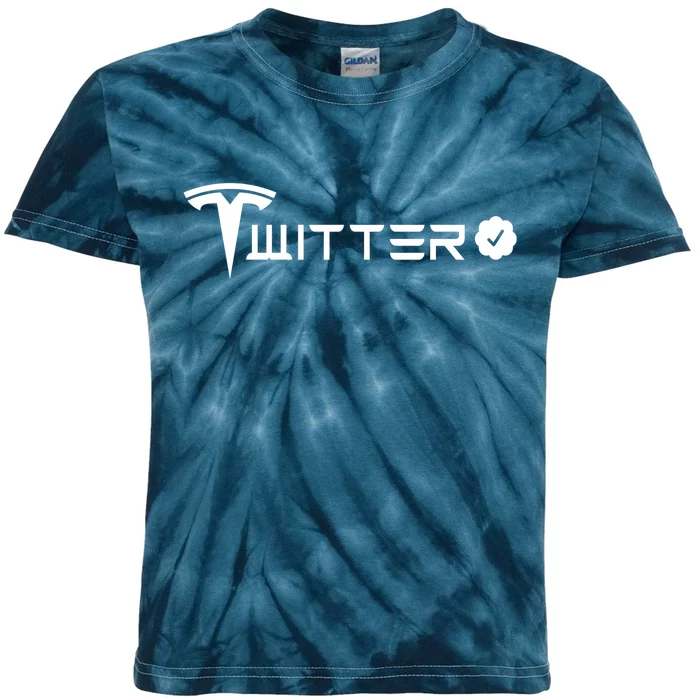 Twitter And Tesla Combined Logo Kids Tie-Dye T-Shirt