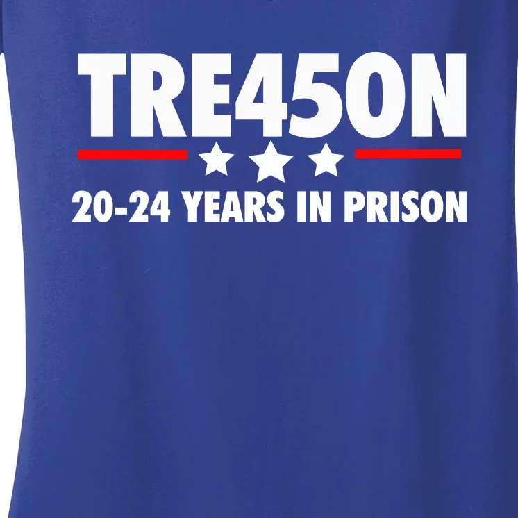 TRE45ON Anti Trump Treason 45 Women's V-Neck T-Shirt