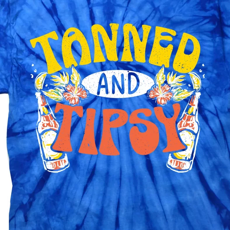 Tanned And Tipsy Sunset Summertime Beach Vacation Summer Gift Tie-Dye T-Shirt