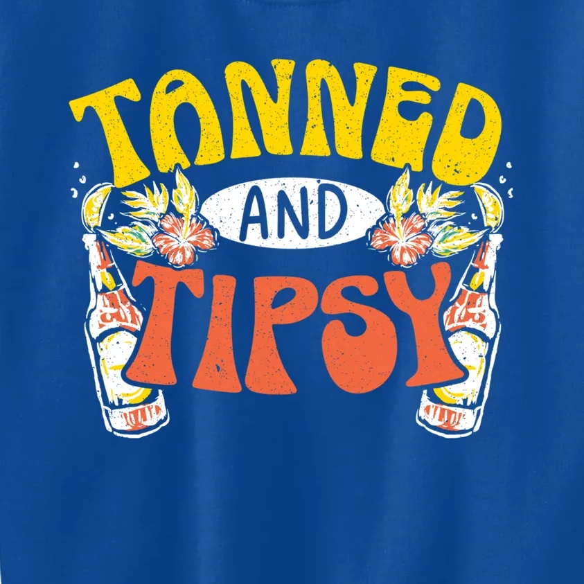 Tanned And Tipsy Sunset Summertime Beach Vacation Summer Gift Kids Sweatshirt