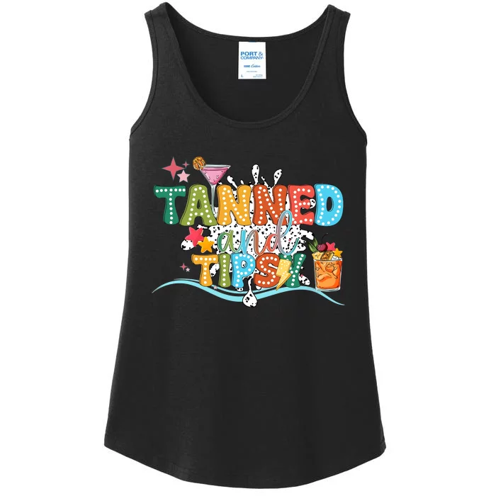 Tanned And Tipsy Funny Summer Quotes Ladies Essential Tank