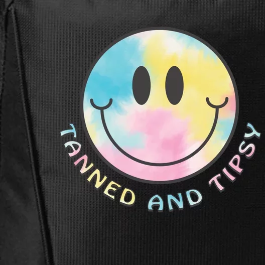 Tanned And Tipsy Tie Dye Happy Face Beach Smile Face Summer Funny Gift City Backpack