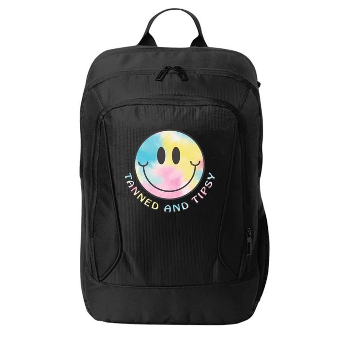 Tanned And Tipsy Tie Dye Happy Face Beach Smile Face Summer Funny Gift City Backpack