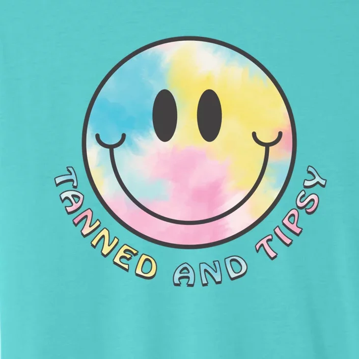 Tanned And Tipsy Tie Dye Happy Face Beach Smile Face Summer Funny Gift ChromaSoft Performance T-Shirt