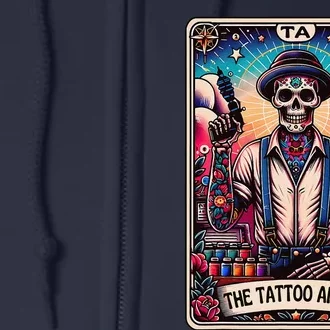 Tattoo Artist Tarot Card Skeleton Drawing Tattooist Tarot Full Zip Hoodie