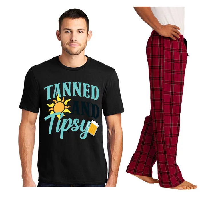 Tanned And Tipsy Vacation Quote Funny Gift Pajama Set