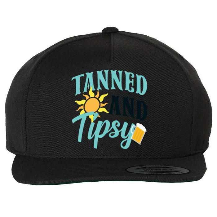 Tanned And Tipsy Vacation Quote Funny Gift Wool Snapback Cap