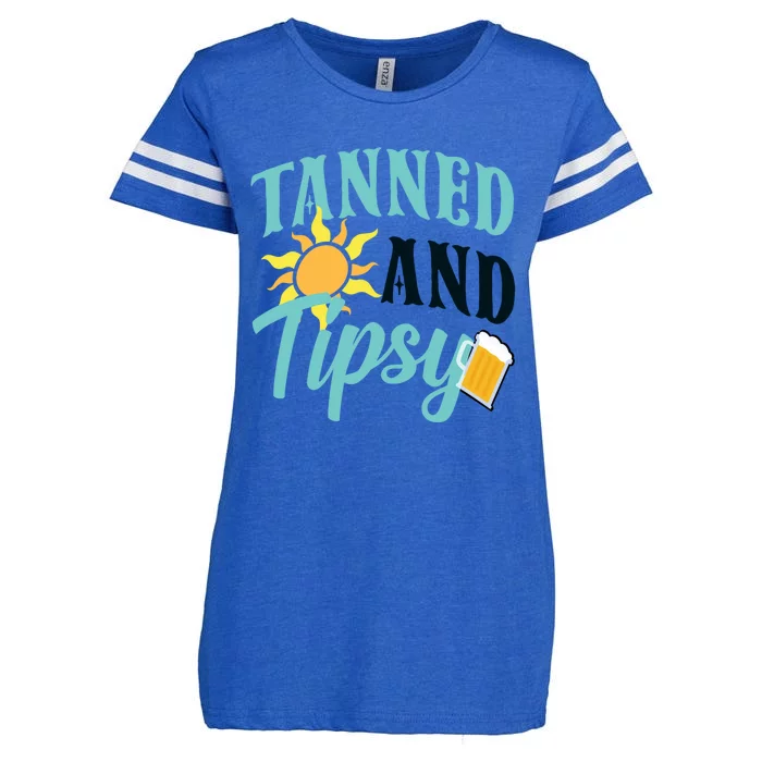 Tanned And Tipsy Vacation Quote Funny Gift Enza Ladies Jersey Football T-Shirt