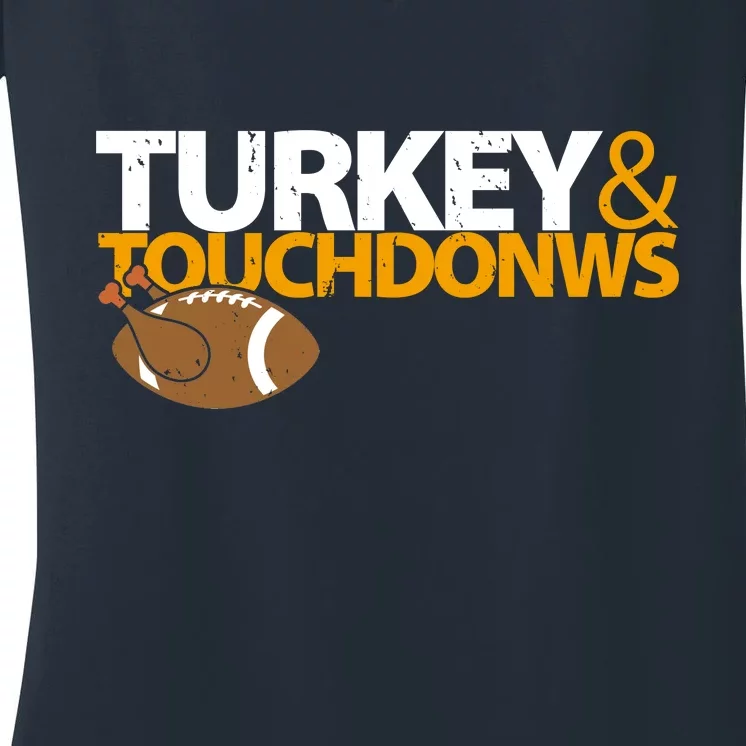 Turkey And Touchdowns Women's V-Neck T-Shirt