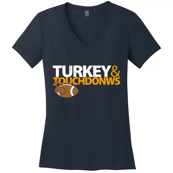 Turkey And Touchdowns Women's V-Neck T-Shirt