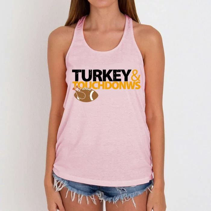 Turkey And Touchdowns Women's Knotted Racerback Tank