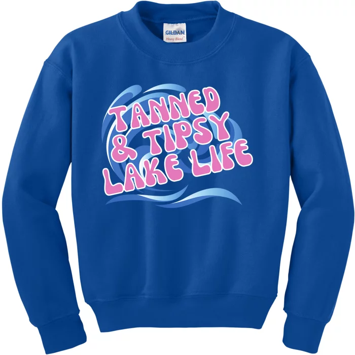 Tanned And Tipsy Lakes Summer Boating Vacation Family Gift Kids Sweatshirt