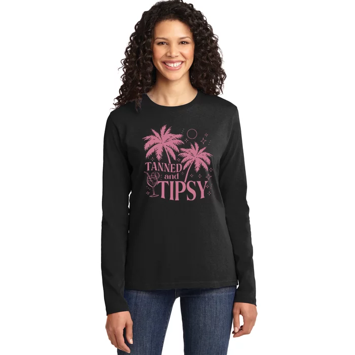 Tanned And Tipsy Beach Summer Ladies Long Sleeve Shirt