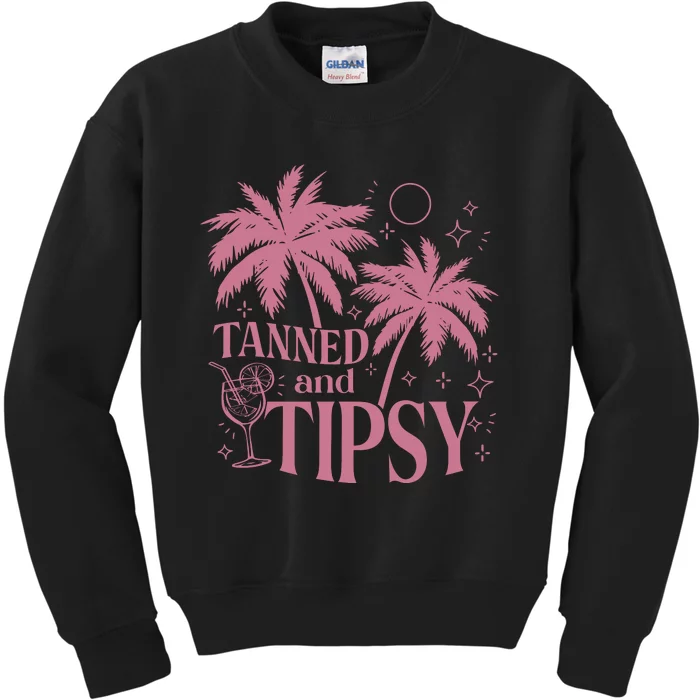 Tanned And Tipsy Beach Summer Kids Sweatshirt