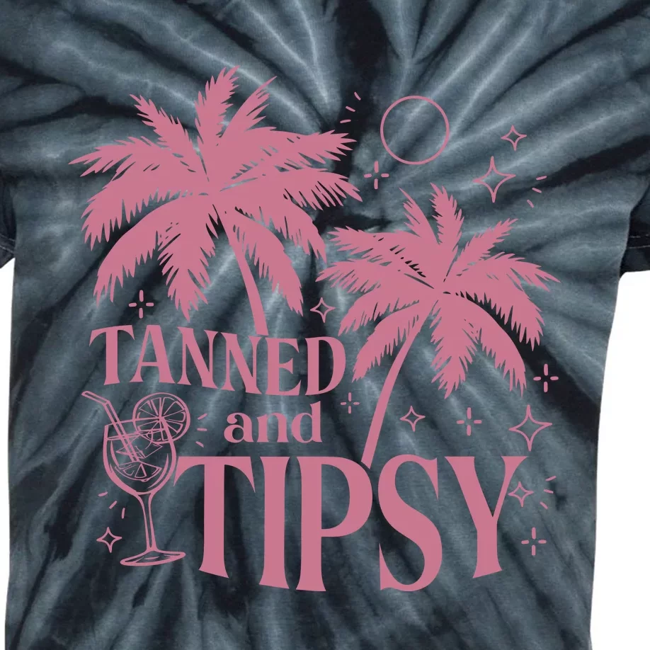 Tanned And Tipsy Beach Summer Kids Tie-Dye T-Shirt