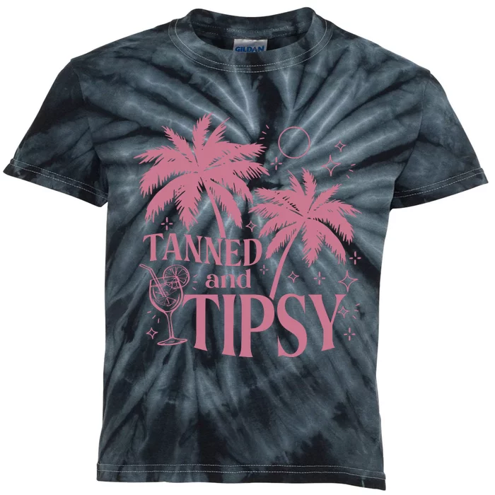 Tanned And Tipsy Beach Summer Kids Tie-Dye T-Shirt