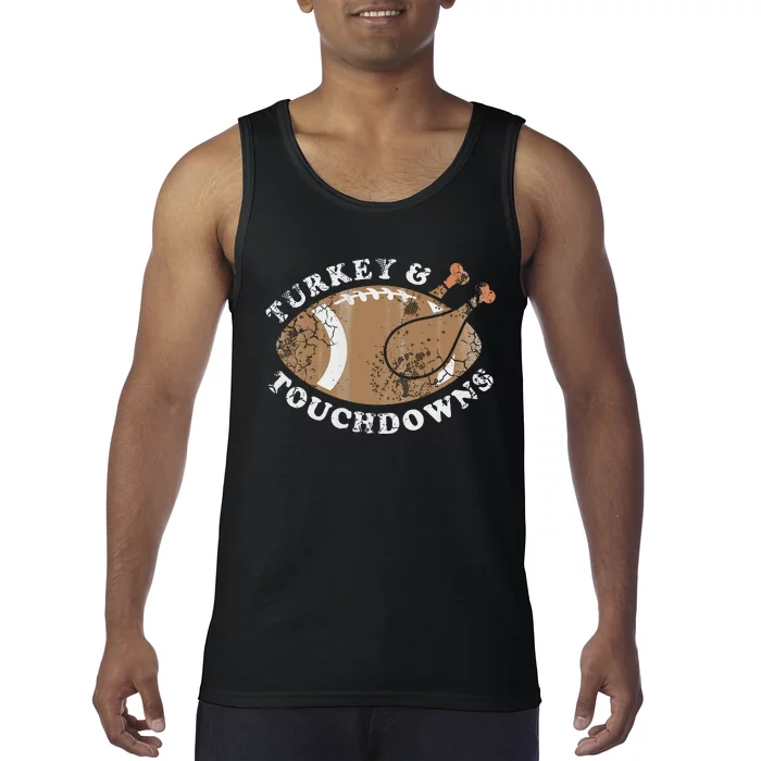 Turkey And Touchdowns Thanksgiving Football Tank Top