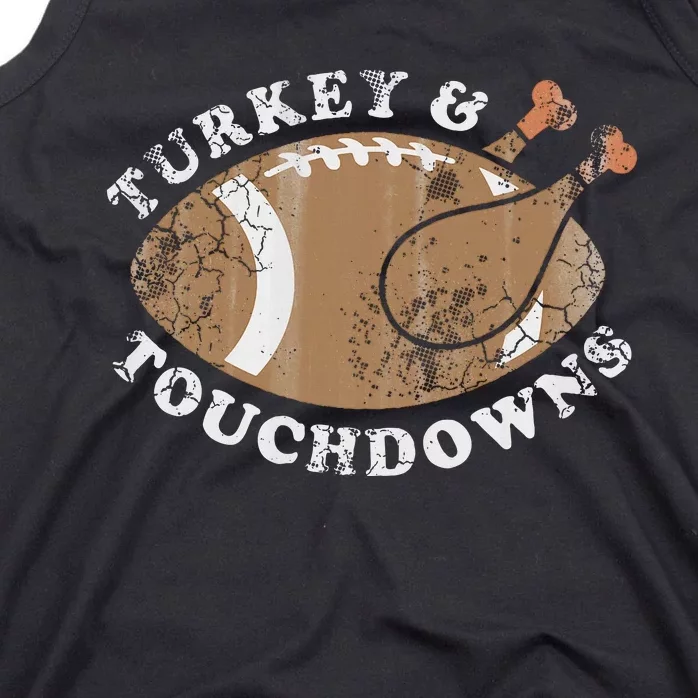 Turkey And Touchdowns Thanksgiving Football Tank Top