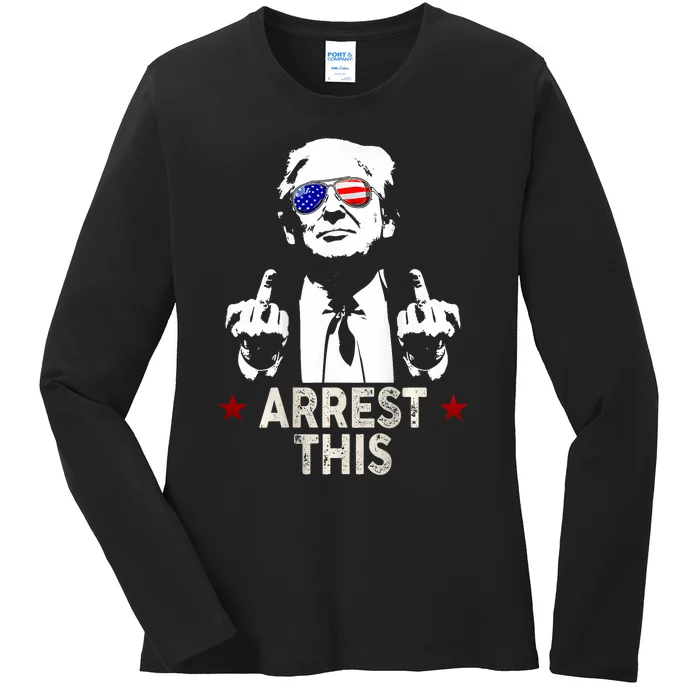 Trump Arrest This Funny Trump 2024 Ladies Long Sleeve Shirt