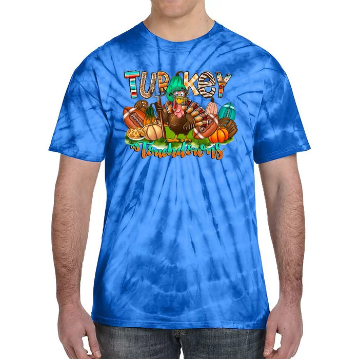 Turkey And Touchdowns Football Playing Halloween Costume Great Gift Tie-Dye T-Shirt