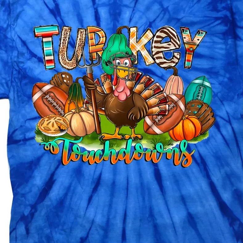 Turkey And Touchdowns Football Playing Halloween Costume Great Gift Tie-Dye T-Shirt