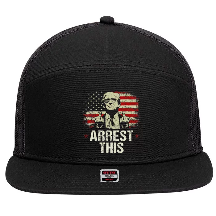 Trump Arrest This Funny Trump 2024 Convicted Felon 7 Panel Mesh Trucker Snapback Hat