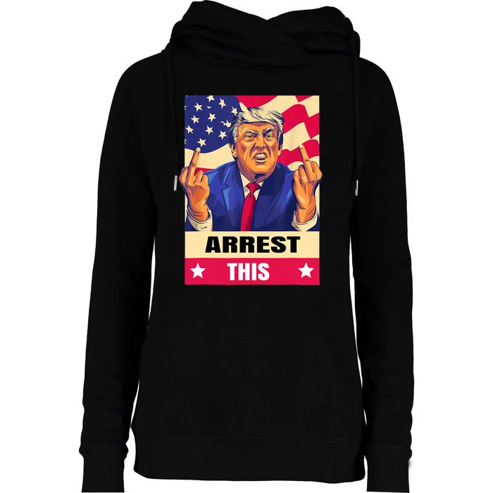 Trump Arrest This .Never Surrender. Fingers Pro Trump Womens Funnel Neck Pullover Hood