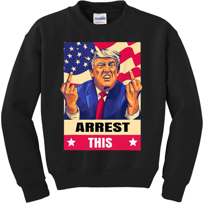 Trump Arrest This .Never Surrender. Fingers Pro Trump Kids Sweatshirt