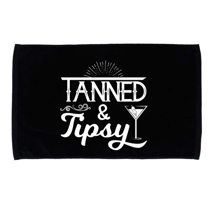 Tanned And Tipsy Funny Alcohol Gift Microfiber Hand Towel