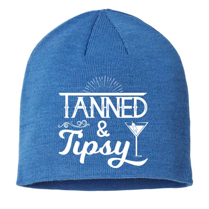 Tanned And Tipsy Funny Alcohol Gift 8 1/2in Sustainable Knit Beanie