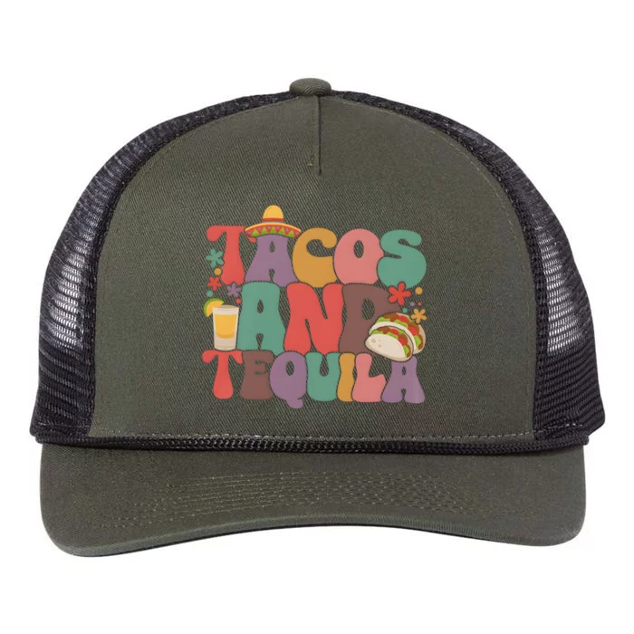 Tacos And Tequila Mexican Fiesta Retro Rope Trucker Hat Cap