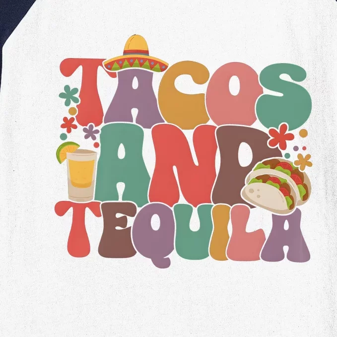 Tacos And Tequila Mexican Fiesta Baseball Sleeve Shirt