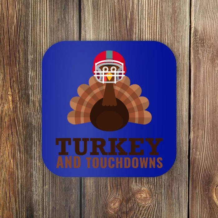 Turkey And Touchdowns Funny Thanksgiving Football Gift Coaster