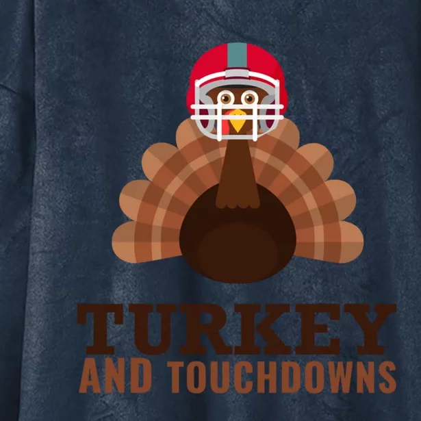 Turkey And Touchdowns Funny Thanksgiving Football Gift Hooded Wearable Blanket