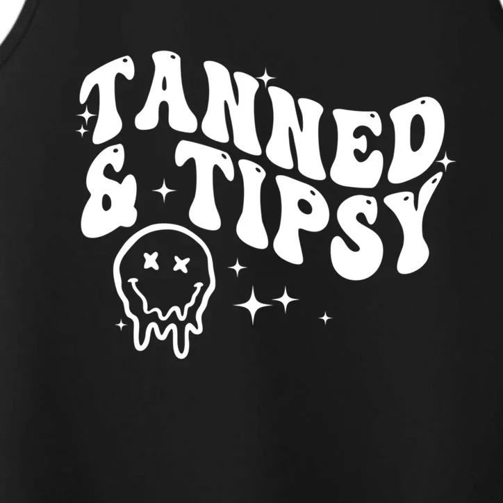 Tanned And Tipsy Hello Summer Vibes Beach Vacay Summertime Gift Performance Tank