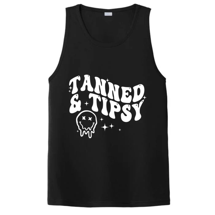 Tanned And Tipsy Hello Summer Vibes Beach Vacay Summertime Gift Performance Tank