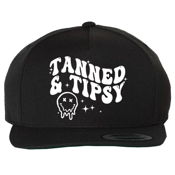 Tanned And Tipsy Hello Summer Vibes Beach Vacay Summertime Gift Wool Snapback Cap